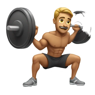 athletic man doing squats, trying sticker