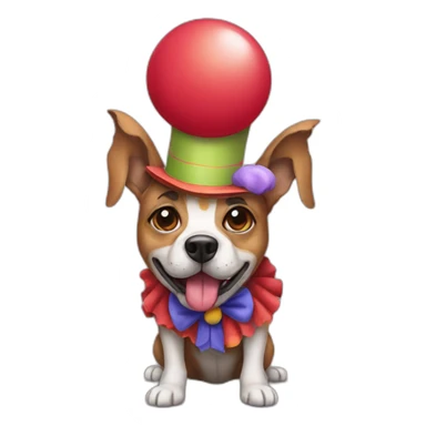 dog dressed as a clown sticker