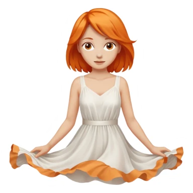 A woman with Orange hair, brown reyes And dresses with White dress sticker