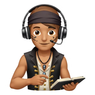 pirate with headphones and music notes sticker