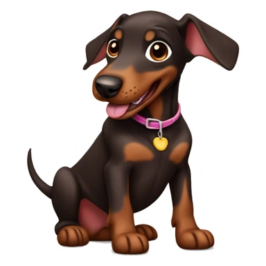 Panting happy chocolate Doberman puppy sticker