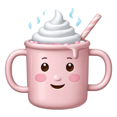 Light Pink mug of hot chocolate with marshmallows sticker