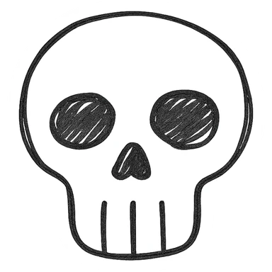 hand drawn outlined skull face icon sticker