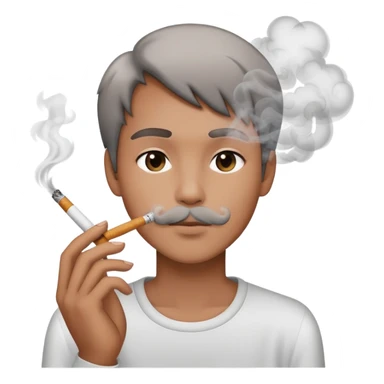 face with cigarette and smoke rising sticker