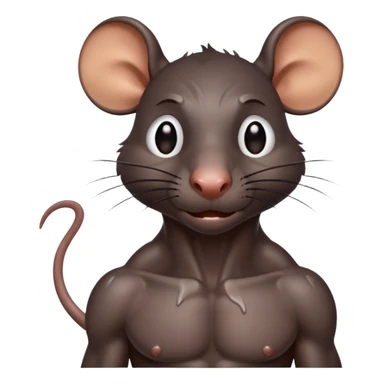 a sweating, shirtless anthropomorphic black rat sticker