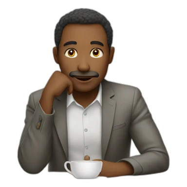 Men thinking sittinga at table sticker