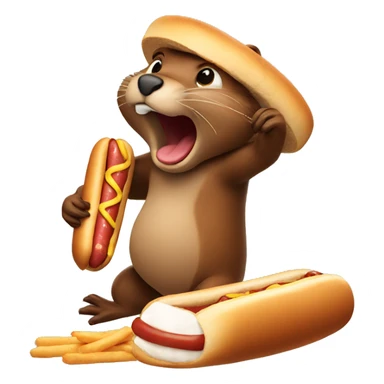 beaver eating hot dog sticker