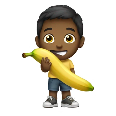 BOY EATING BANANA  sticker