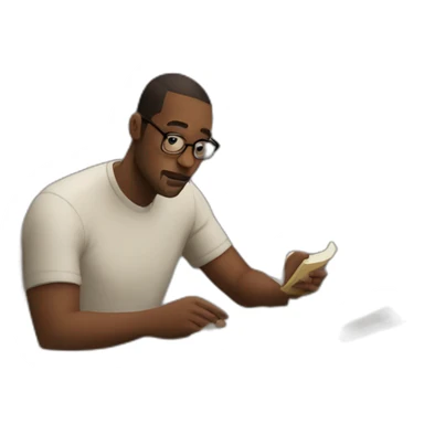 guy reading a book at the table sticker