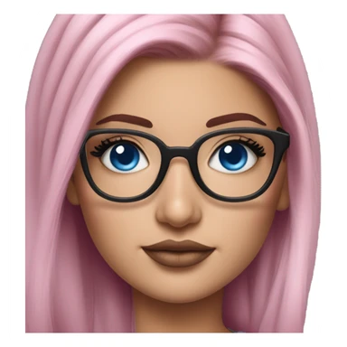 Hyper Realistic kylie jenner cute pink hair blue eyes and glasses  sticker