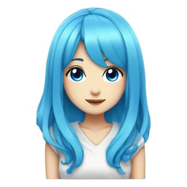 blue haired kawaii anime girl with blue eyes sticker