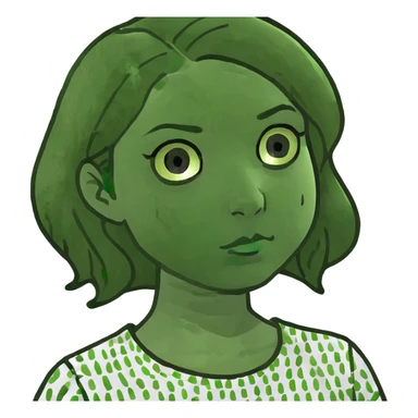 Annoyed girl with brown hair emoji with squinted eyes and one eyebrow raised sticker