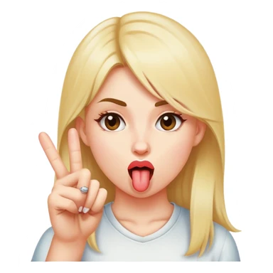 girl sticking her tongue out while sticking up the middle finger  sticker