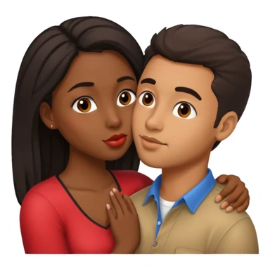 black girl giving hispanic guy a kiss on cheek sticker