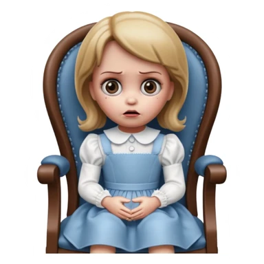 scaredannabelle doll is sitting on the chair


















 sticker