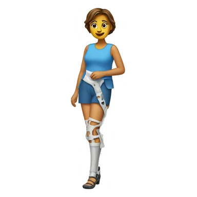 Lady with leg cast sticker