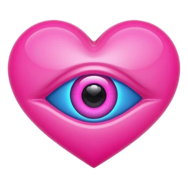 A pink neon heart with a eye in the center sticker