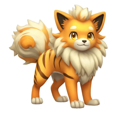 Colorful Shiny Kawaii Cute Tiger-Arcanine—Vulpix-Fakémon-Pokémon full body sticker