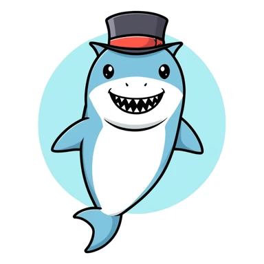 Shark with a top hat sticker