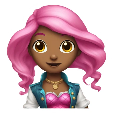 Rainbow mermaid bunny wearing pink pirate sticker