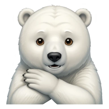polar bear hald body, hand on chin, wow suprise, half body sticker