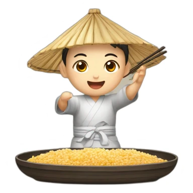 Chinois qui mange du riz sticker
