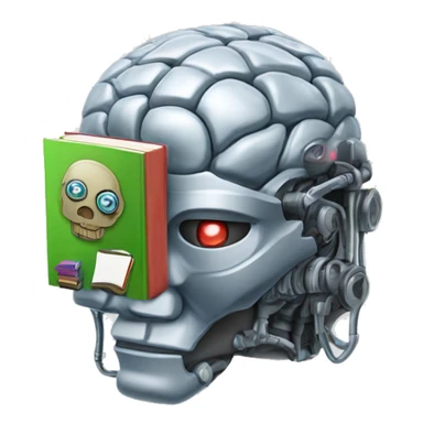 robot brain with a library inside the robot brain sticker