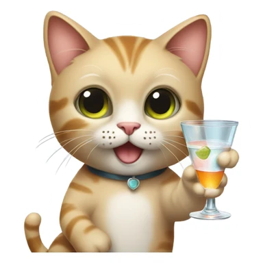 Cat happy drinking a martini sticker