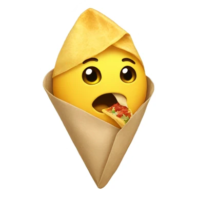 Yellow emoji eating burrito sticker