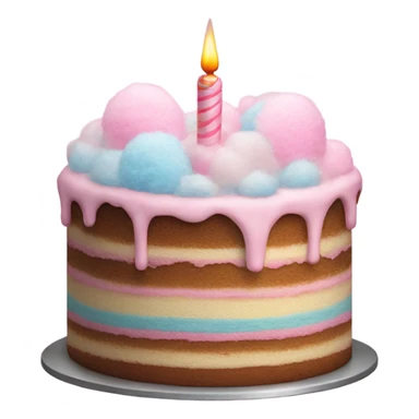 birthday cake with cotton candy on top  sticker