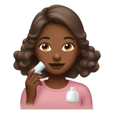 Girl putting on skin care with brown skin sticker