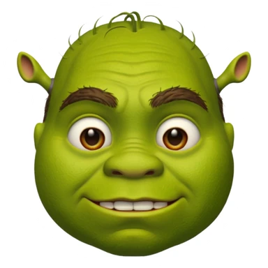 Shrek emoji face showing a 🤨 sticker