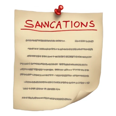 a piece of paper with a red inscription sanctions sticker