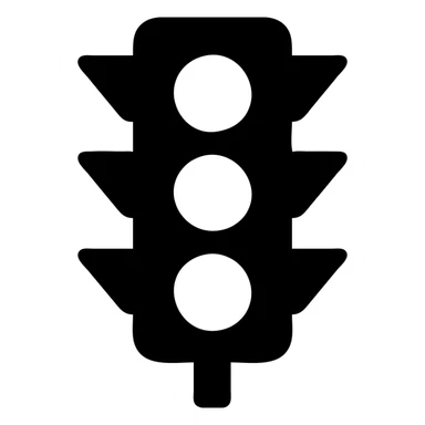 vertical traffic light in soft blue-grey color, solid filled icon style sticker