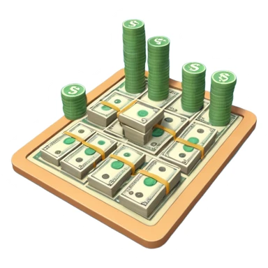 3d visual strategy board with money  sticker