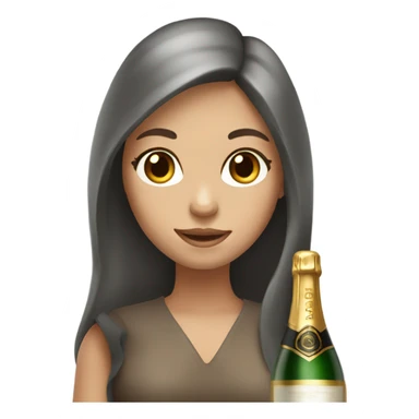 girl with long brown hair and grey eyes with bottle of champagne  sticker