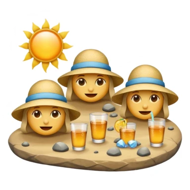 Rocks drinking with sun hats on sticker