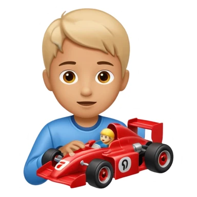 child playing with formula 1 toy car sticker