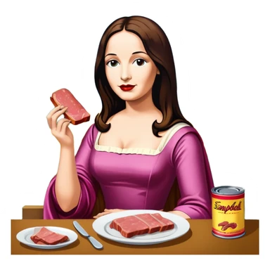 pop art warhol style monalisa SPAM meat slop landscape  sticker