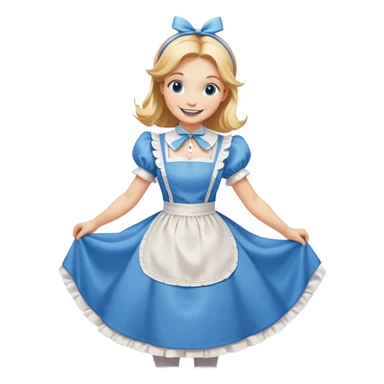 Disney's Alice in Wonderland curtseying with a happy smile in her blue dress with white apron sticker
