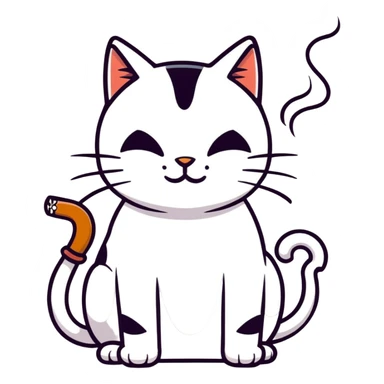 smoking cat, cartoonish sticker style sticker