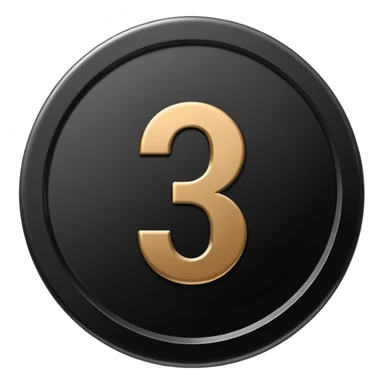 Emoji icon of a black coin with engraved number 1, minimalist style, isolated sticker