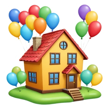 house with balloons on top sticker