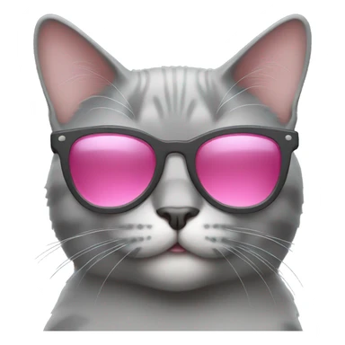 Gray cat with pink sunglasses sticker