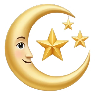 Star and Crescent emoji with black background and no face only star and crescent. sticker