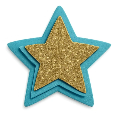 glitter in layered shiny paper craft style sticker