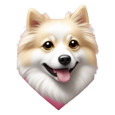 White and blonde spots spitz in a pink heart sticker