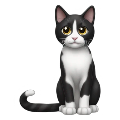 black and white cat long tail sticker