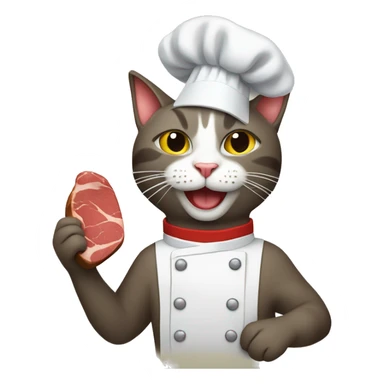 Cat cooking a steak sticker