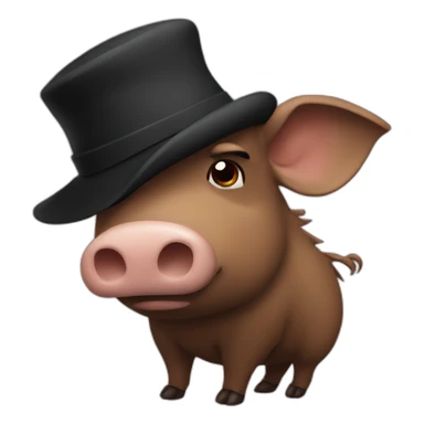 Really sad brown boar in a black winter hat sticker